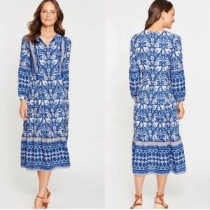J. McLaughlin Gilda Midi Dress Blue White Large